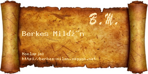 Berkes Milán névjegykártya
